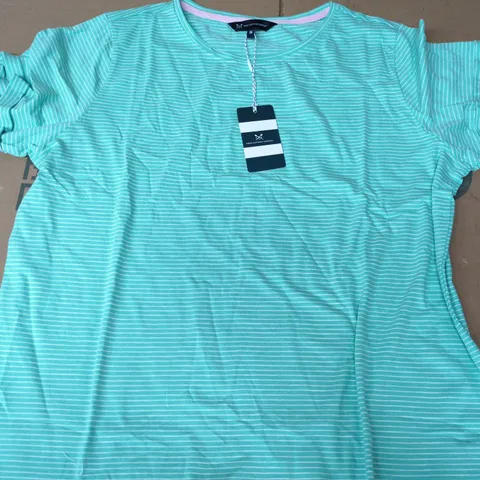 CREW CLOTHING COMPANY PERFECT STRIPE CREW CLUB TEE IN POOL BLUE - SIZE 16