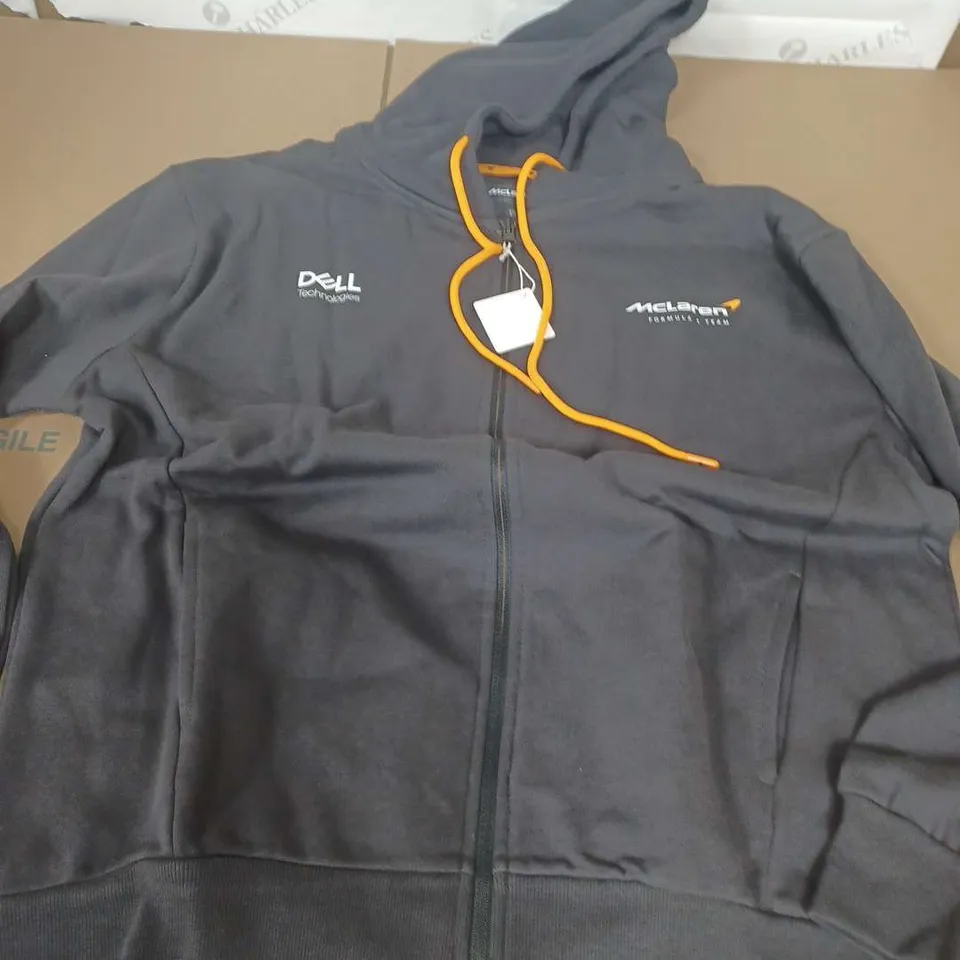 MCLAREN ZIP HOODIE IN GREY/ORANGE - LARGE