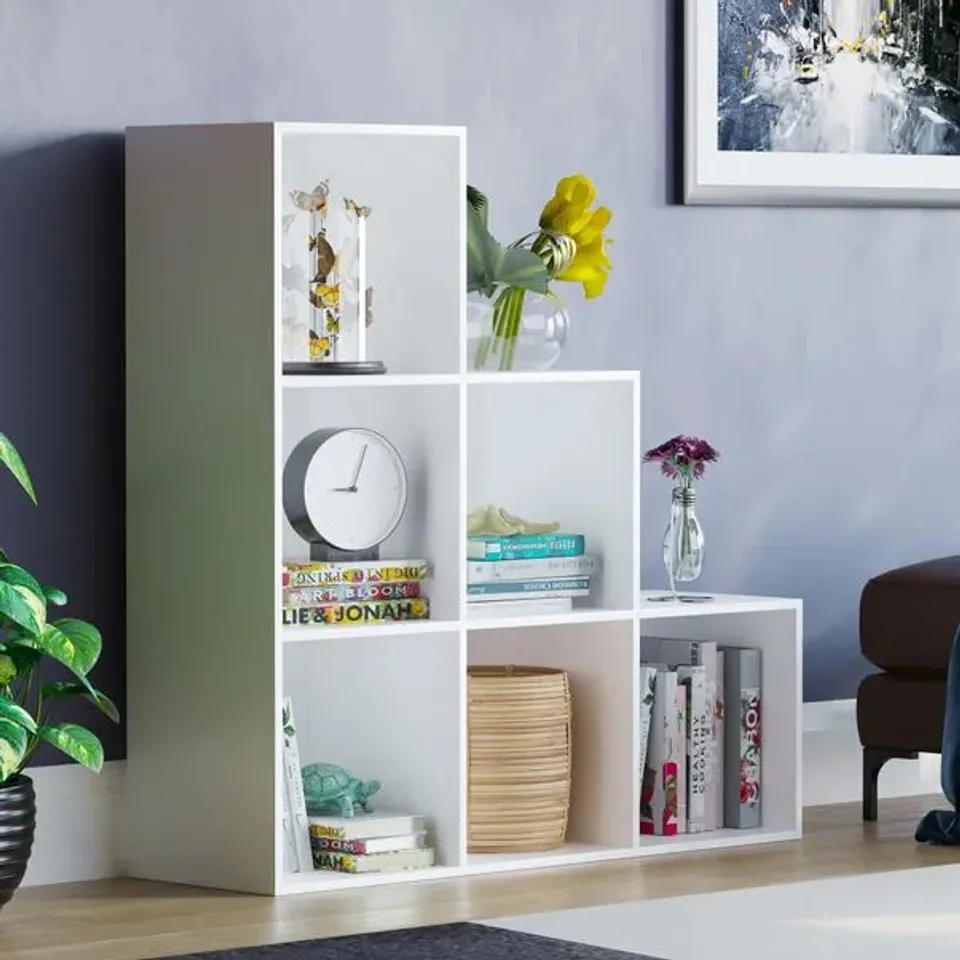 BOXED VIDA DESIGNS DURHAM 6 CUBE STAIRCASE STORAGE UNIT - WHITE (1 BOX)