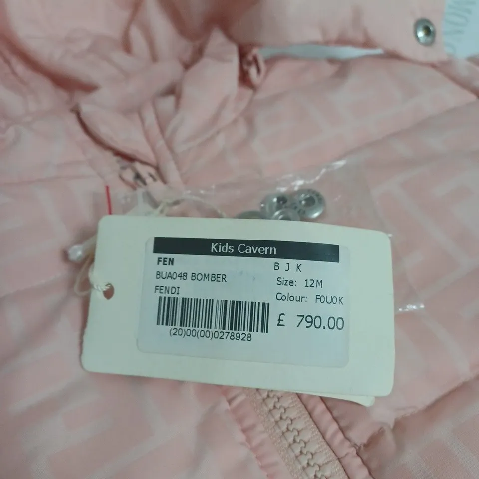 GIRLS FENDI ZIPPED BOMBER COAT SIZE 12 MONTHS