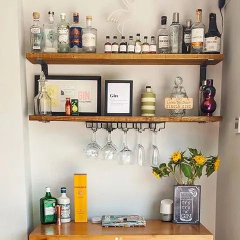 BOXED WALL GEMMENNE 2 PIECES SOLID RUSTIC WOOD SHELF WITH BRACKETS (2 BOXES)