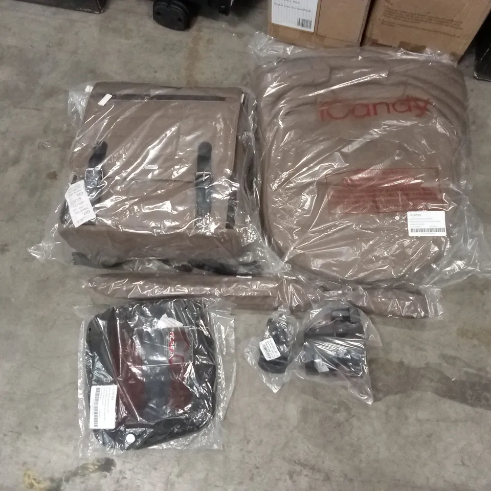 BOXED ICANDY ACCESSORIES PACK - COCO // TO INCLUDE; FOOTMUFF, CHANGING BAG, PRAM PARASOL, CUP HOLDER ETC