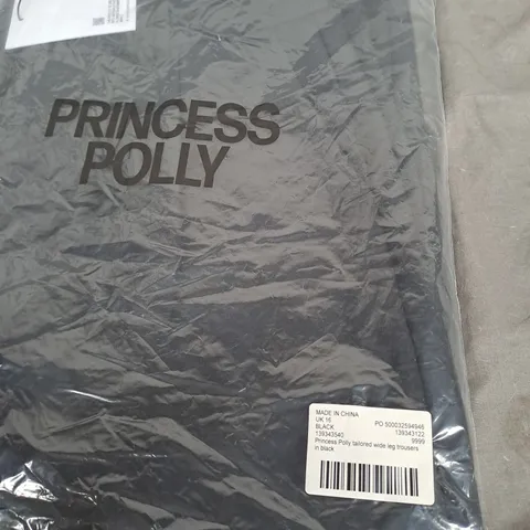 PRINCESS POLLY TAILORED WIDE LEG TROUSERS IN BLACK SIZE UK 16