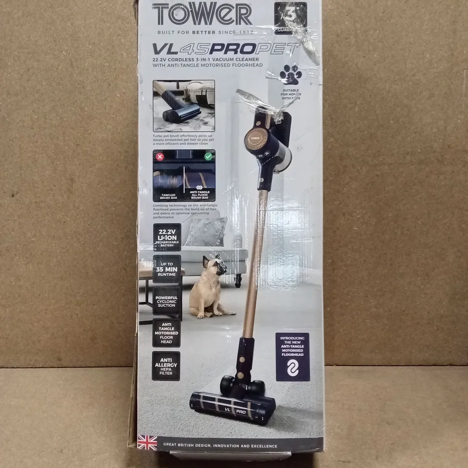BOXED TOWER VL45PROPET 22.2V CORDLESS 3-IN-1 VACUUM CLEANER