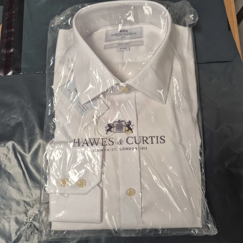HAWES & CURTIS SLIM NON-IRON SHIRT – WHITE, UK 16.5 (NECK 16.5IN, SLEEVE 36IN)
