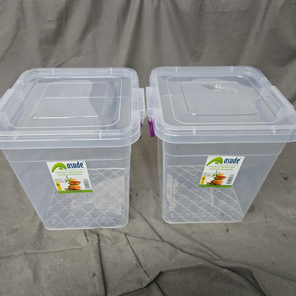2X ASUDE 10L DEEP CLEAR STORAGE BOXES