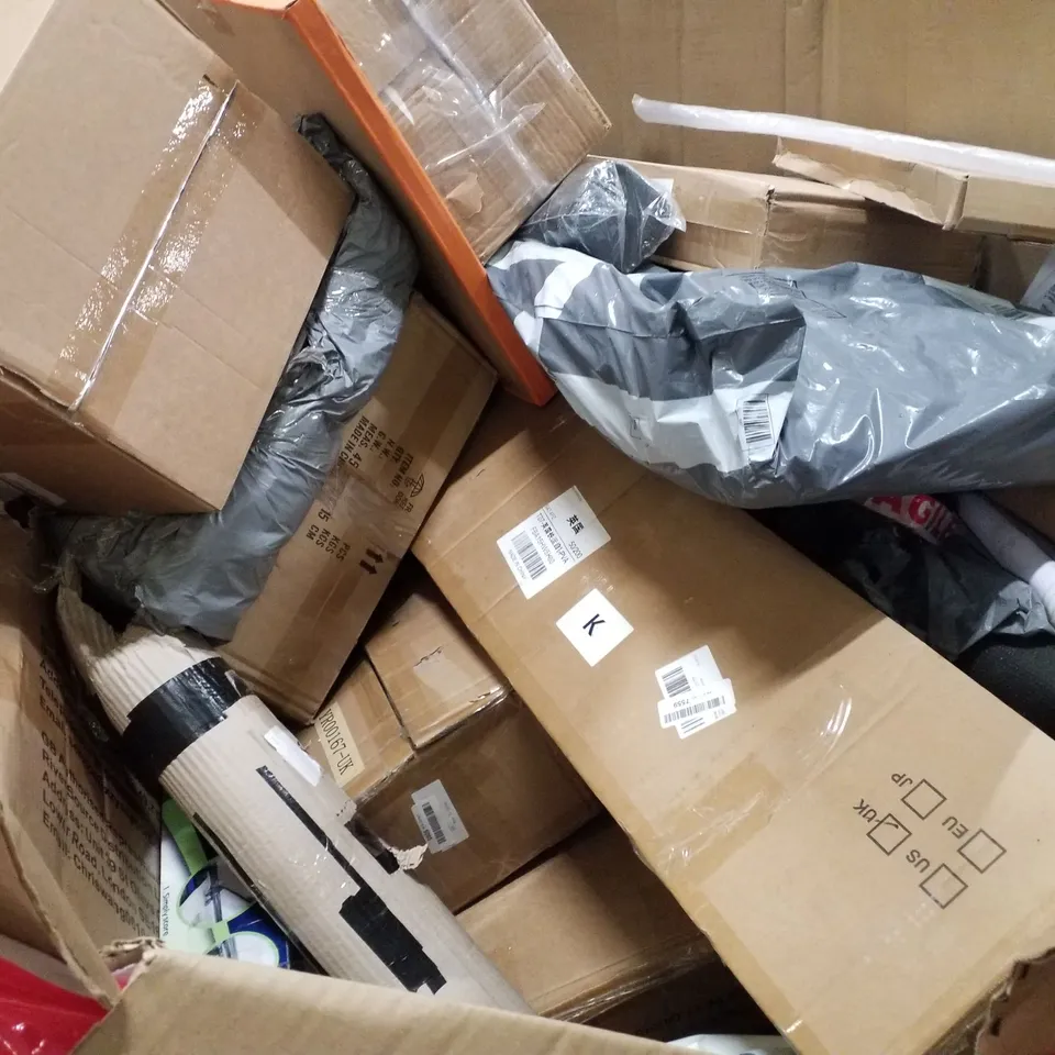 PALLET OF ASSORTED PRODUCTS INCLUDING AIR COOLER, TOILET SEAT, WINDOW FILM, CURTAIN ROD 