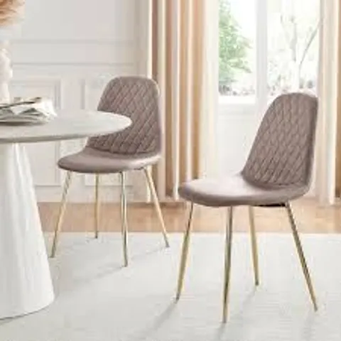 BOXED FURNITUREBOX CORONA FAUX LEATHER DINING CHAIRS (SET OF 2) - BEIGE/GOLD LEGS (1 BOX)