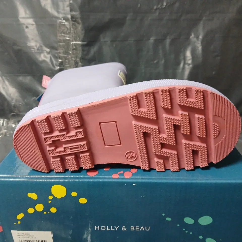 BOXED HOLLY & BEAU RUBBER MAUVE RAINBOOTS - KIDS UK 11