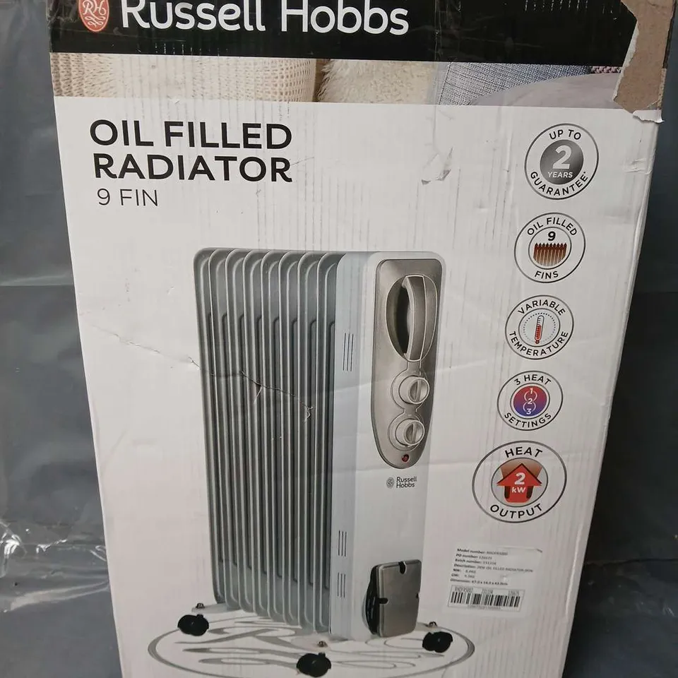 BOXED RUSSELL HOBBS OIL FILLED 9 FIN RADIATOR