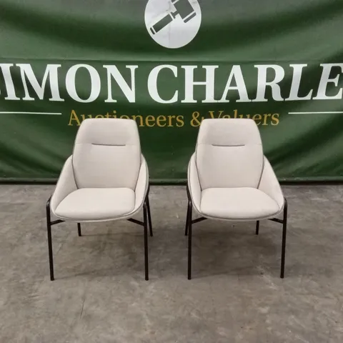 SET OF 2 QUALITY DESIGNER FABRIC DINING CHAIRS WITH METAL FRAME