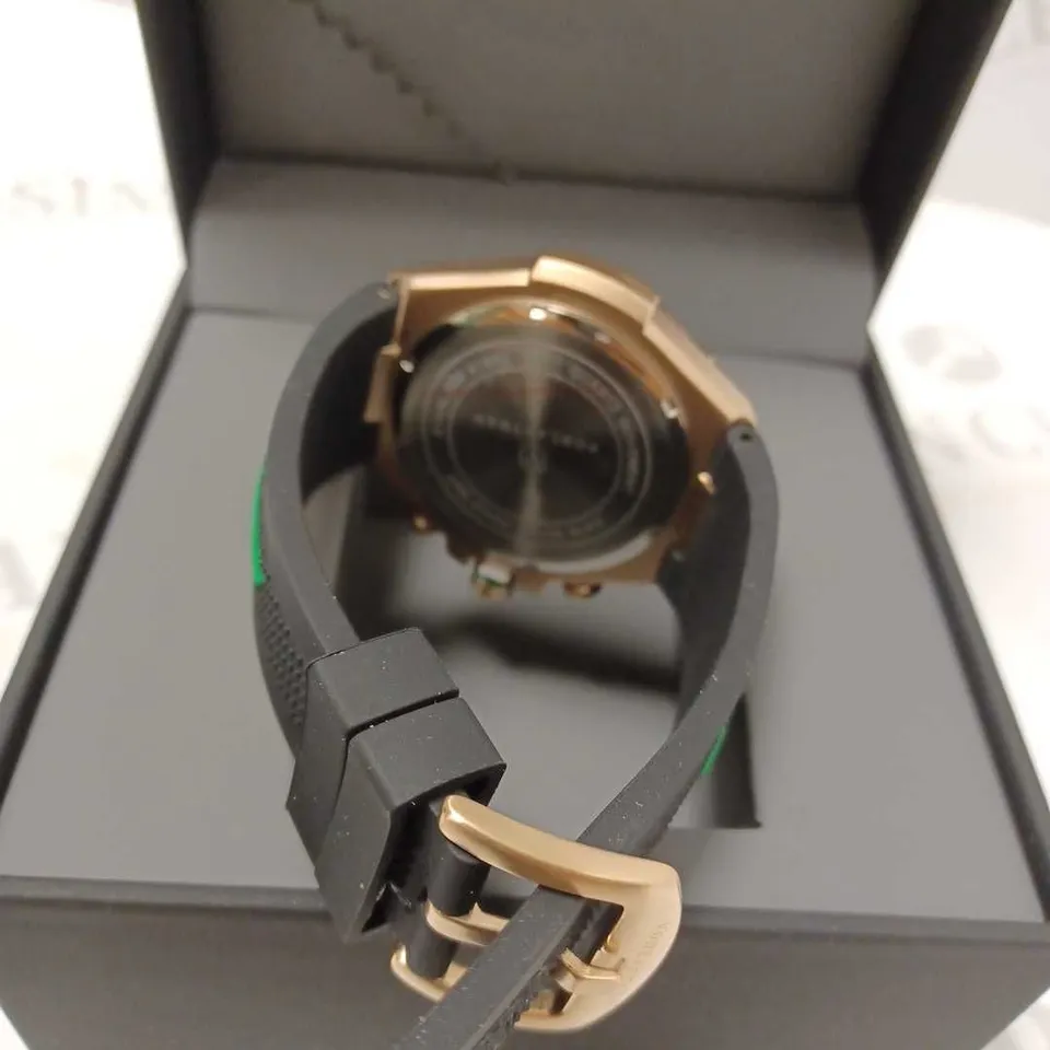 VONLANTHEN GREEN TRIPLE DIAL BLACK RUBBER STRAP WATCH