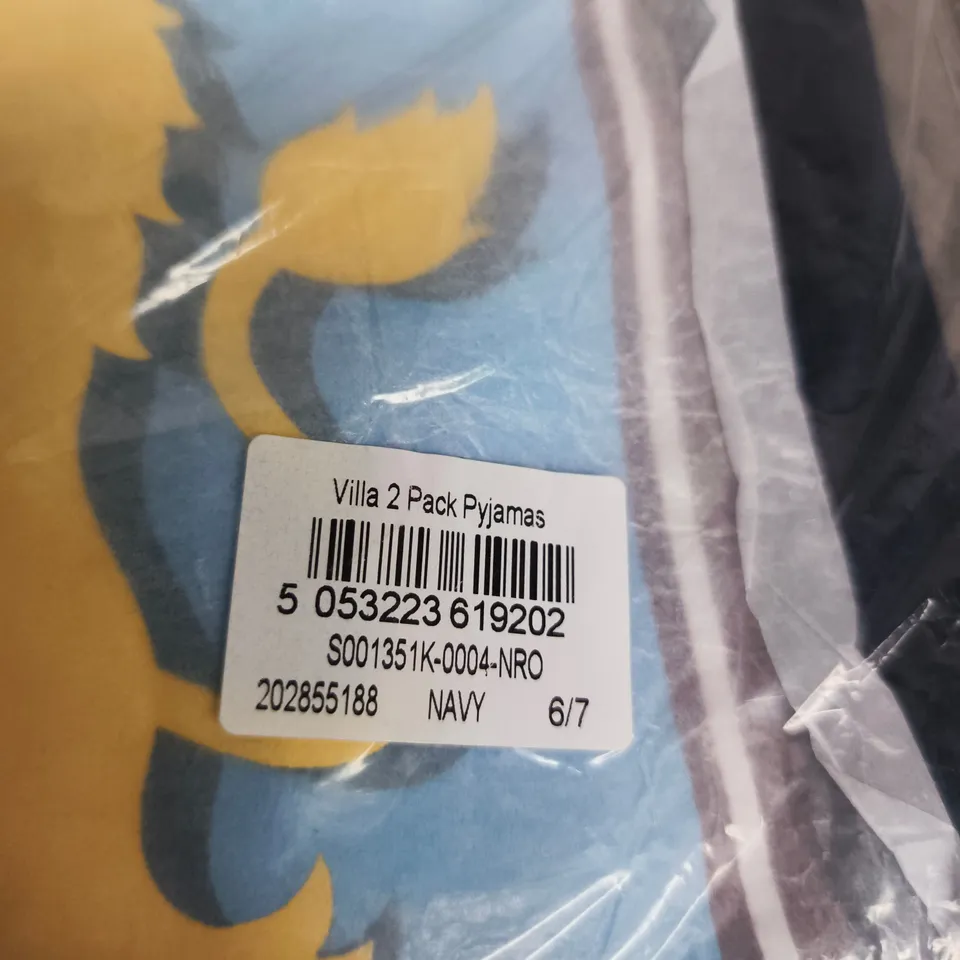 VILLA 2 PACK PYJAMAS – KIDS, 6-7Y, NAVY WITH CREST