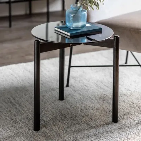BOXED HAYS SIDE TABLE, GLASS - BLACK (1 BOX)