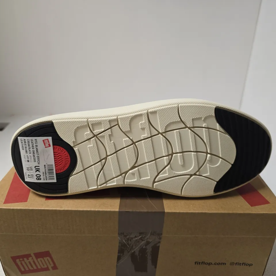 FITFLOP BLANKET STITCH CREAM/BLACK TRAINERS UK 8 BOXED
