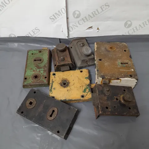 LOT OF 7 ANTIQUE DOOR LOCKS