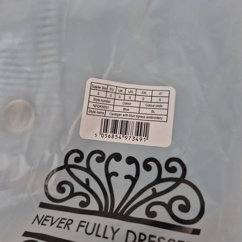bagged never fully dressed Women's Cardigan with Blue Tigress Embroidery – Size S