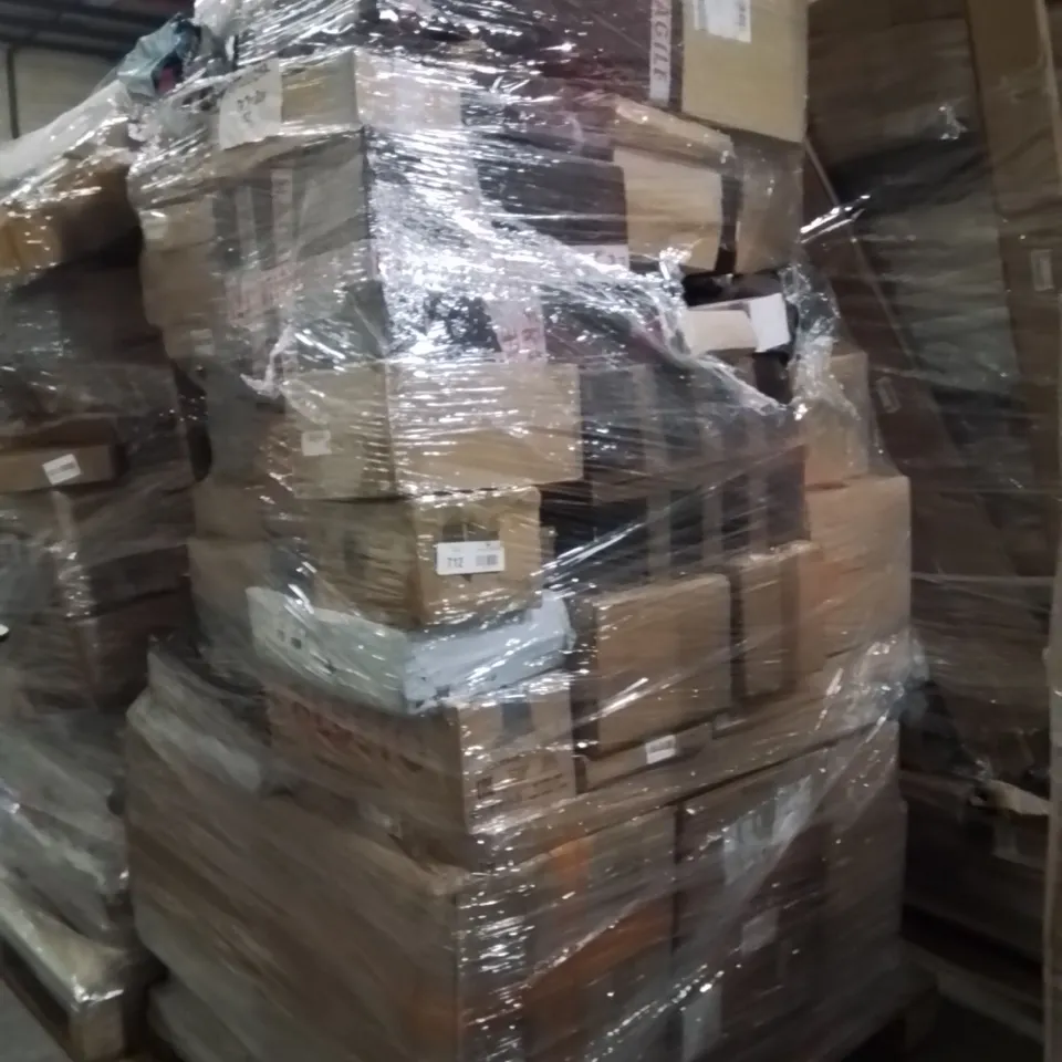 PALLET OF ASSORTED HOUSEHOLD GOODS AND PRODUCTS TO INCLUDE;LED PROJECTOR LIGHT,WATER FLOSSER,NAIL GUN