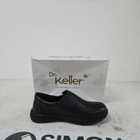 DR KELLER MEN'S BLACK LEATHER SLIP-ON SHOES SIZE 7