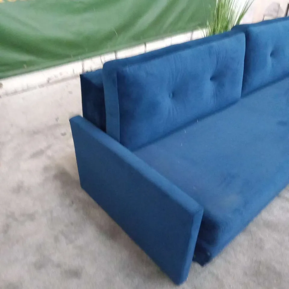 DESIGNER OPTISOFA AMY BLUE VELVET SOFA WITH SLEEPING FUNCTION