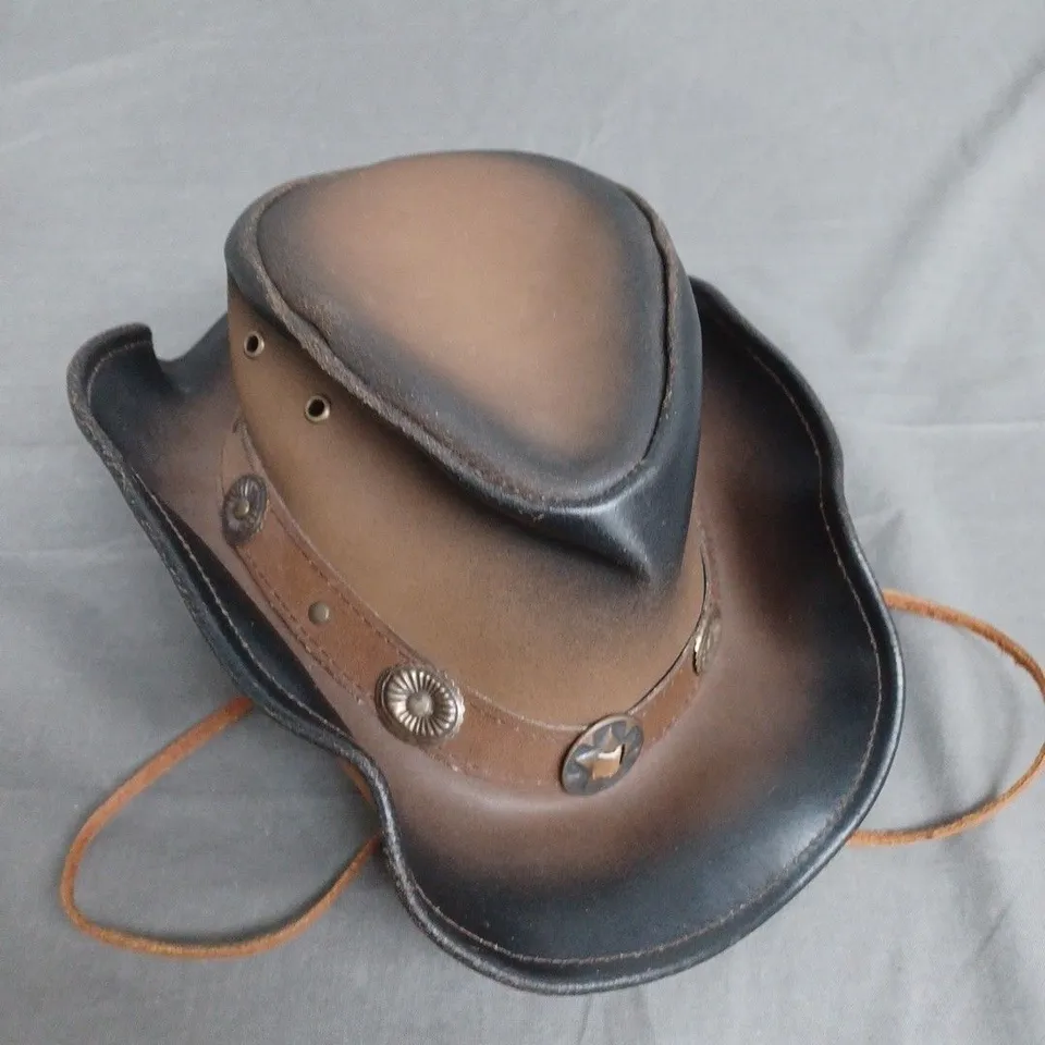 LESA COLLECTION AUSTRALIAN STYLE LEATHER HAT - S