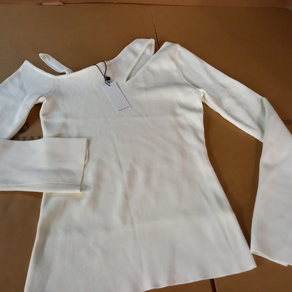 KAREN MILLEN ASYMMETRIC CUT OUT KNIT JUMPER - XS