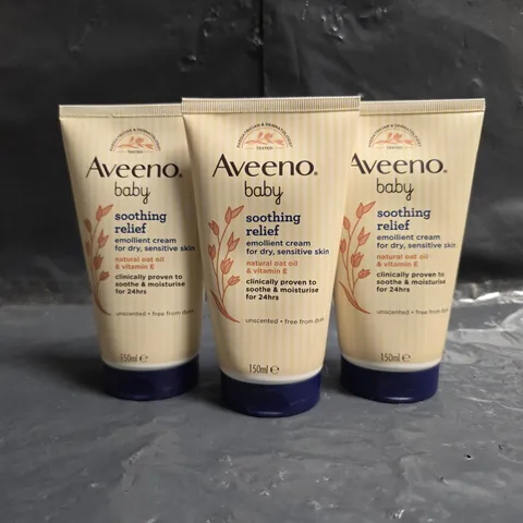 SET OF 3 X AVEENO BABY SOOTHING RELIEF EMOLLIENT CREAM (150ML)