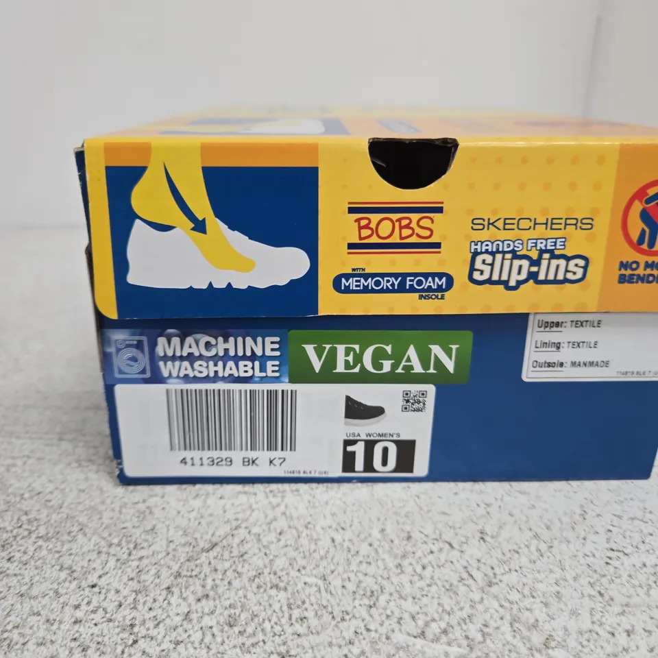 SKECHERS SLIP-INS BOBS VEGAN BLACK TRAINERS – UK 7 (US 10)