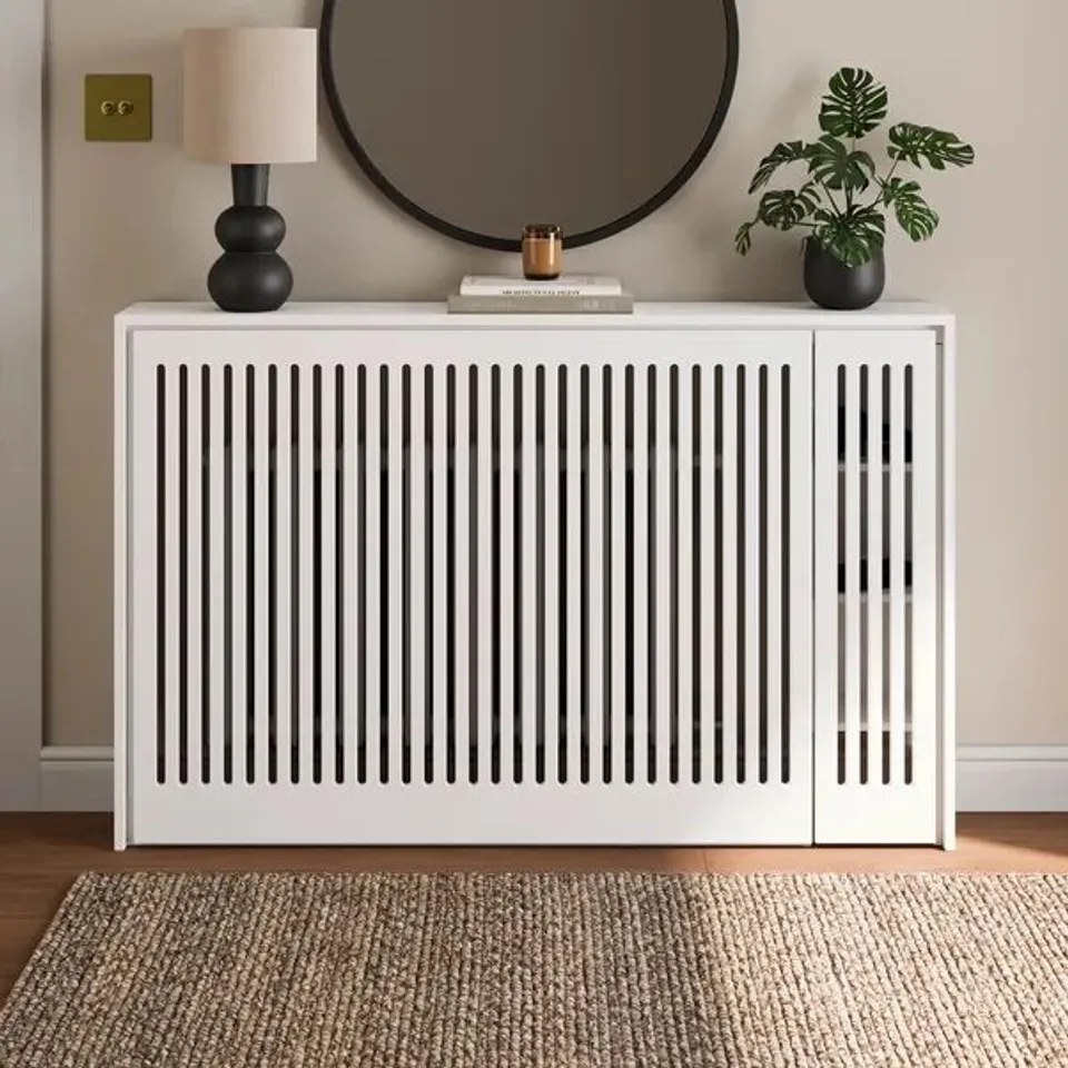 BOXED MARY WIDE 1 DOOR RADIATOR COVER WITH STORAGE - WHITE (1 BOX)
