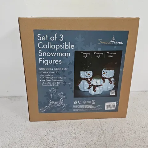SNOWTIME SET OF 3 COLLAPSIBLE SNOWMAN FIGURES