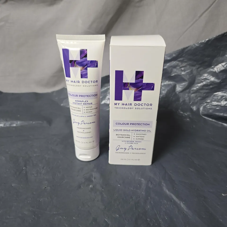 MY HAIR DOCTOR 2 ITEM SET: COLOUR PROTECTION LIQUID GOLD HYDRATING OIL 150 ML + KERAPLEX INSTANT REPAIR 100 ML