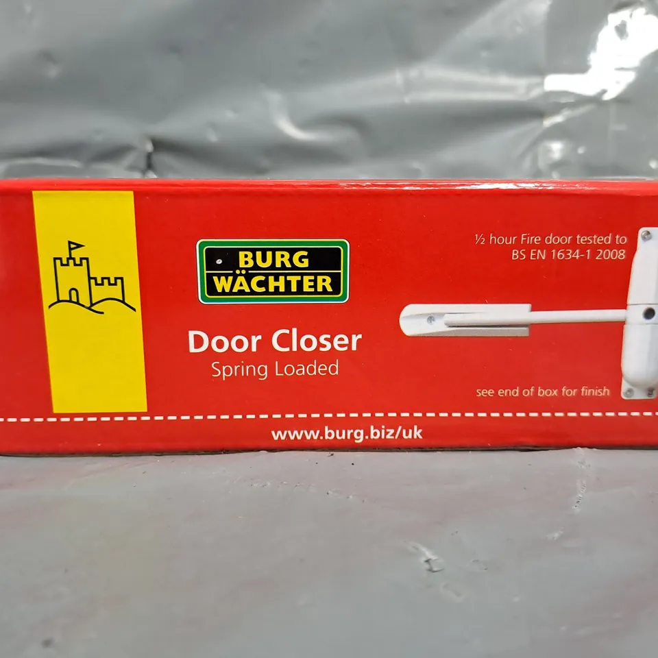 BOXED BURG WACHTER DOOR CLOSER SPRING LOADED IN WHITE