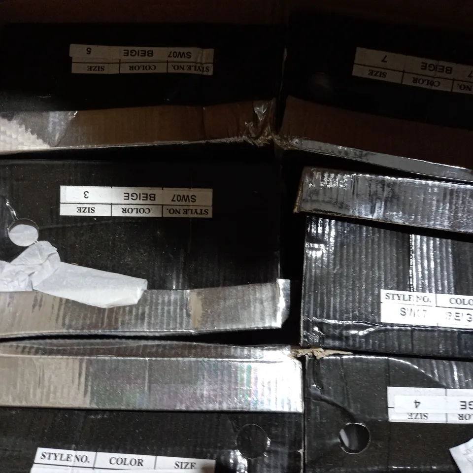 APPROXIMATELY 10 BOXED PAIRS OF KELSI BLOCK HEELED SANDALS IN BEIGE VARIOUS SIZES TO INCLUDE SIZE 7 