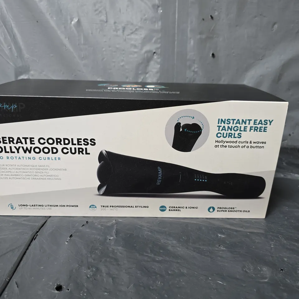 BOXED REVAMP LIBRATE CORDLESS HOLLYWOOD CURL AUTO ROTATING CURLER 