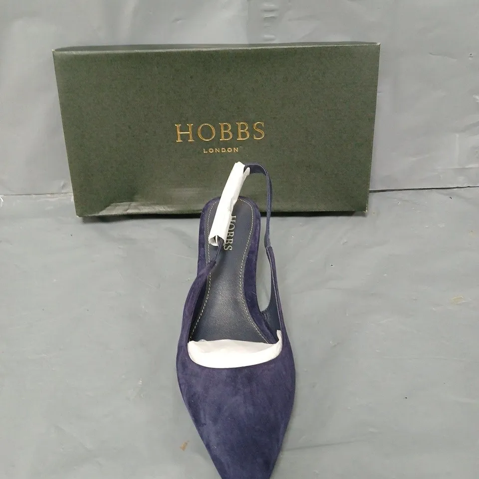 BOXED PAIR OF HOBBS LONDON MIDNIGHT SUEDE UK 8 SAFIA SLINGSHOT 