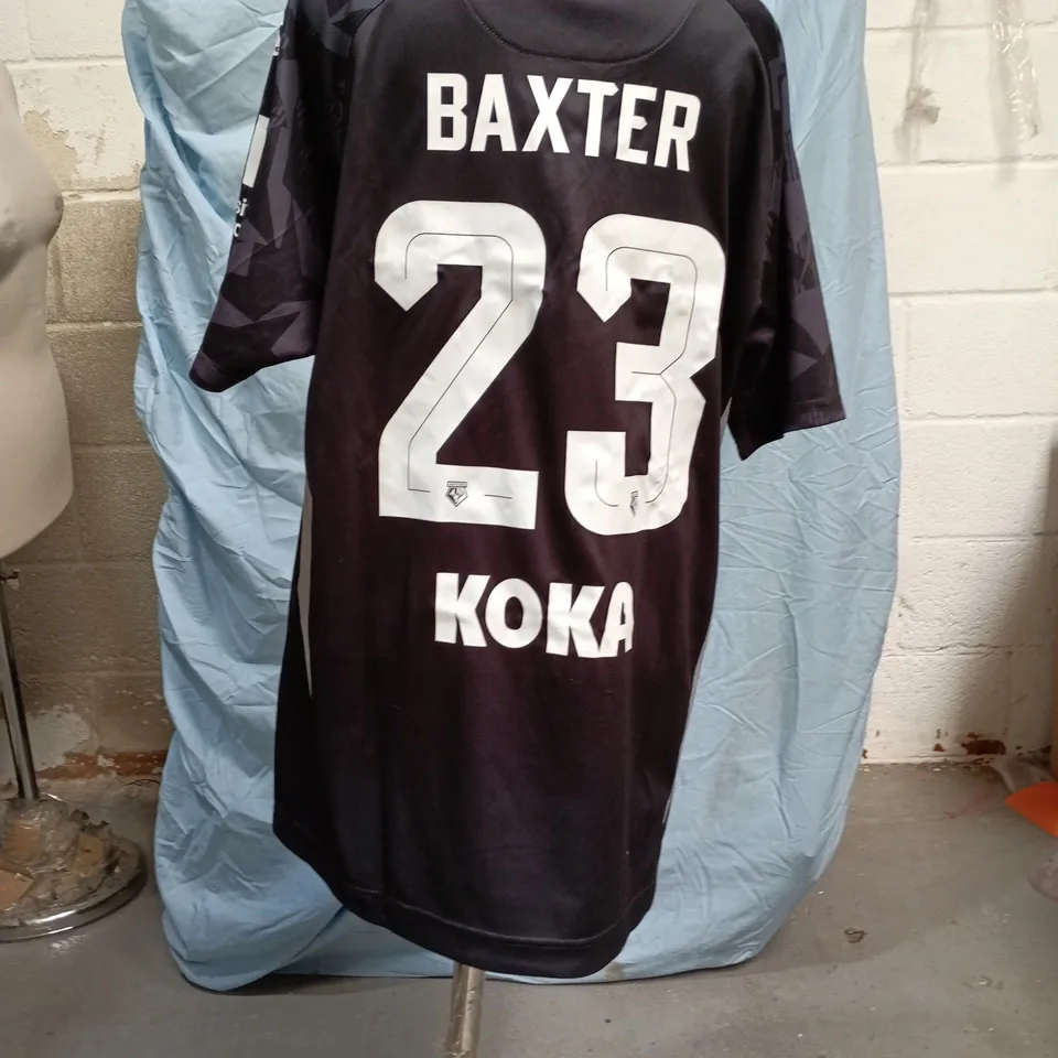 Watford FC Kelme football shirt – Baxter 23 (MrQ Casino sponsor) away kit