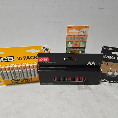 APPROXIMATELY 15 ASSORTED BATTERYS TO INCLUDE-  DURACELL LR44, LOGIK AA , JCB AAA ETC