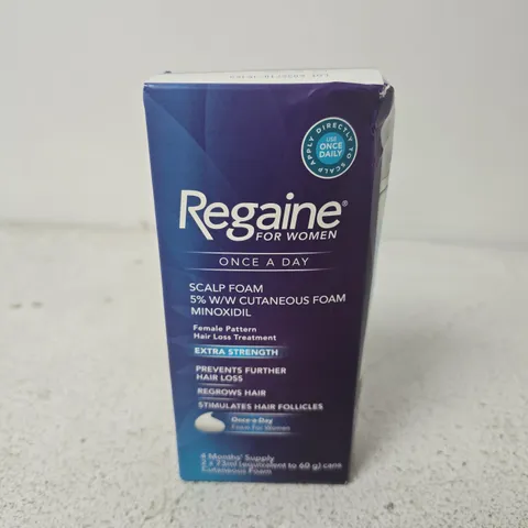 BOXED AND SEALED REGAINE FOR WOMEN ONCE A DAY SCALP FOAM 5% W/W CUTANEOUS FOAM MINOXIDIL (4 MONTH SUPPLY)