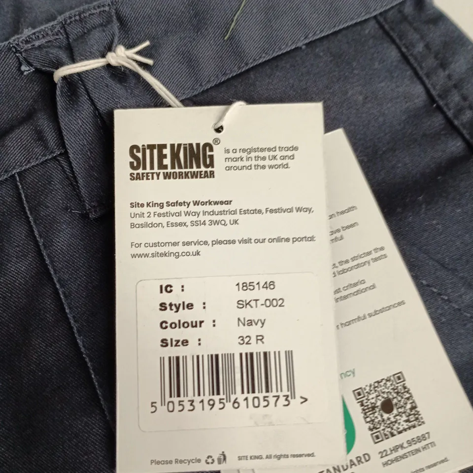 SITE KING SAFETY WORKWEAR NAVY TROUSERS UK 32R