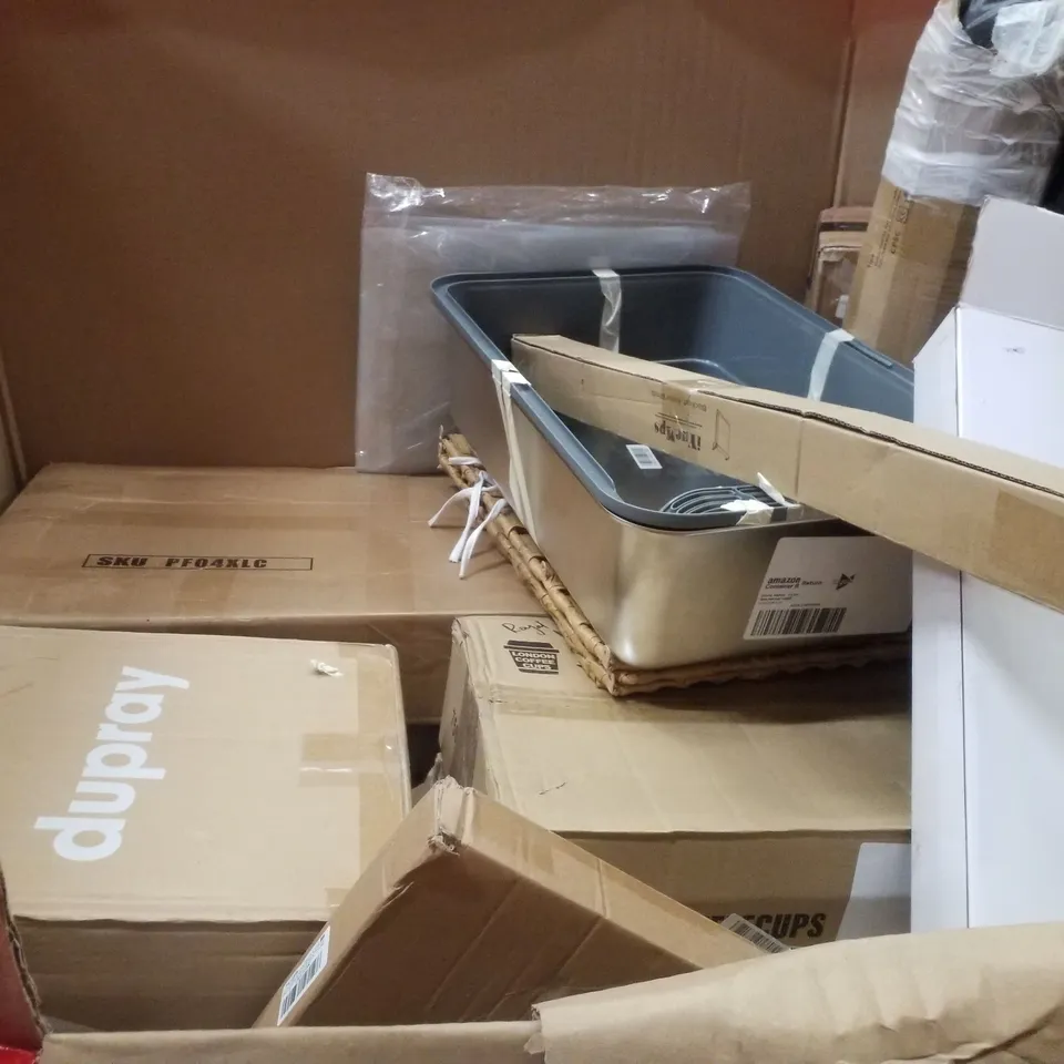 PALLET CONTAINING ASSORTED PRODUCTS INCLUDING OFFICE STOOL, STEERING WHEEL LOCK, PLAY MAT, STEAM CLEANER & COMPUTER DESK