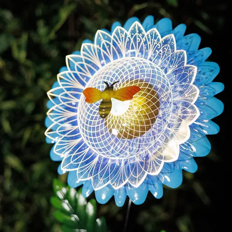 GARDEN STORIES COLOUR SPLASH SET OF 2 FIBRE LIT FLOWER STAKES