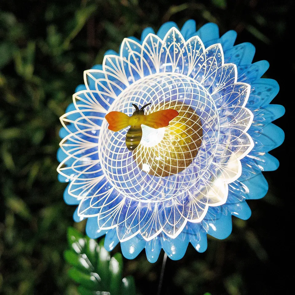 GARDEN STORIES COLOUR SPLASH SET OF 2 FIBRE LIT FLOWER STAKES