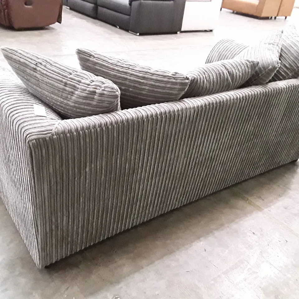 QUALITY DESIGNER 3 SEATER SOFA - GREY JUMBO CORD FABRIC