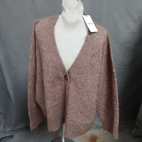 REISS ROBYN-BRUSHED CARDIGAN IN MINK SIZE XL