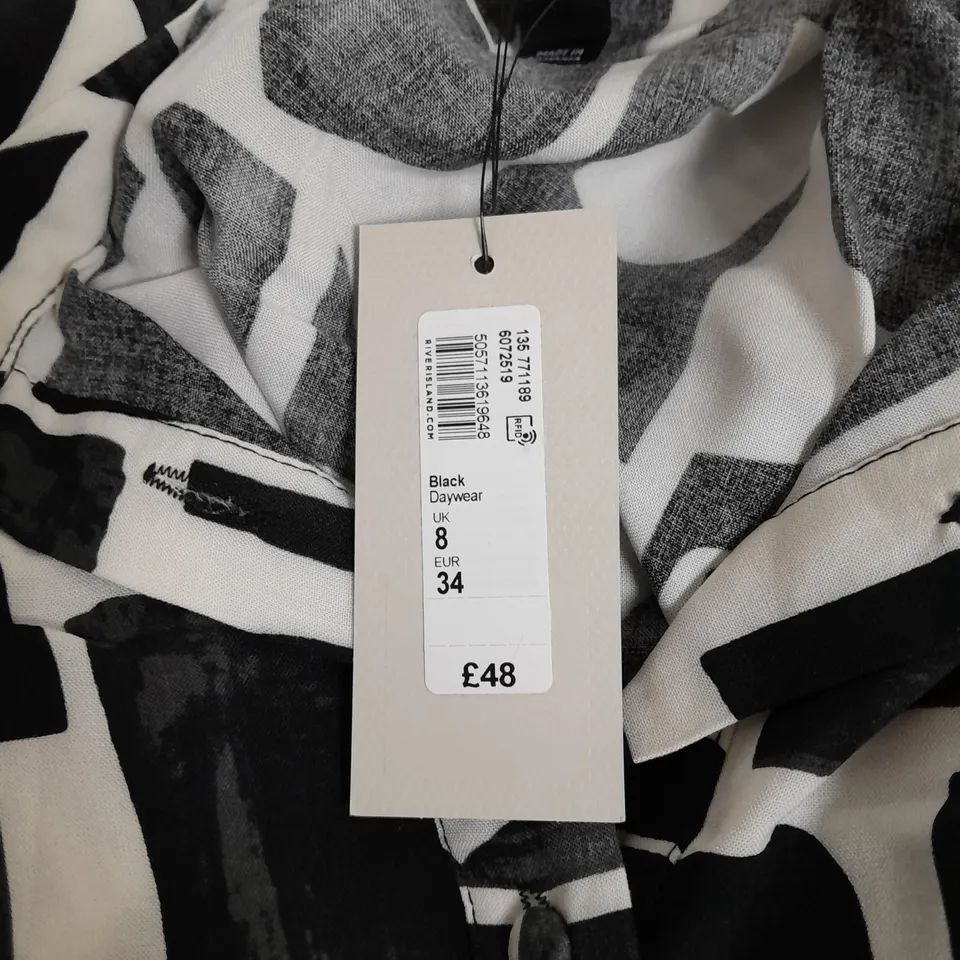 RIVER ISLAND MONO BELTED DRESS - UK 8