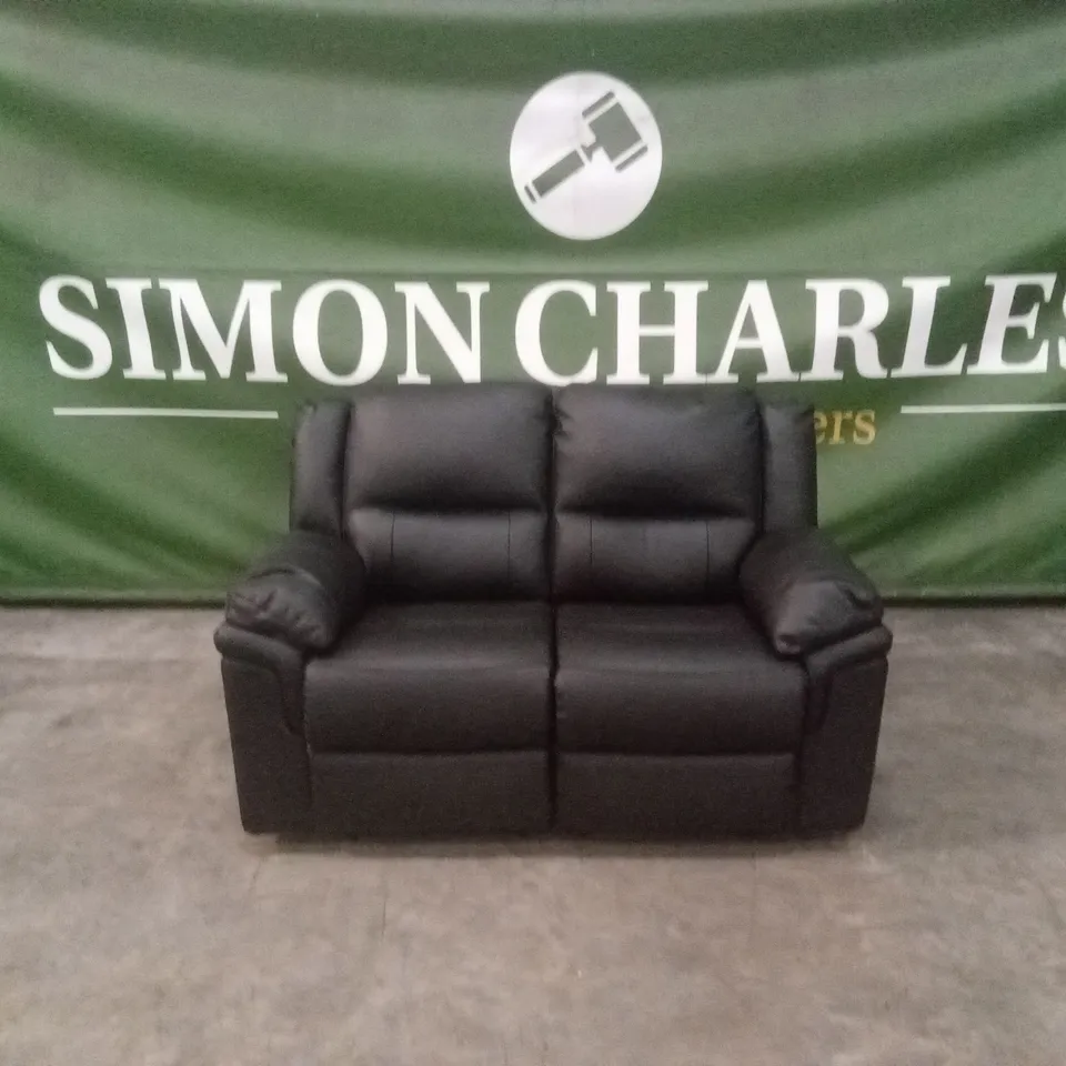 ALBION LUXURY FAUX LEATHER 2 SEATER HIGH BACK MANUAL RECLINER SOFA - BLACK RRP £549