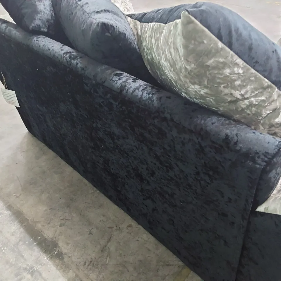 DESIGNER TWO SEATER SOFA TWO TONE BLACK/SILVER CRUSHED VELVET
