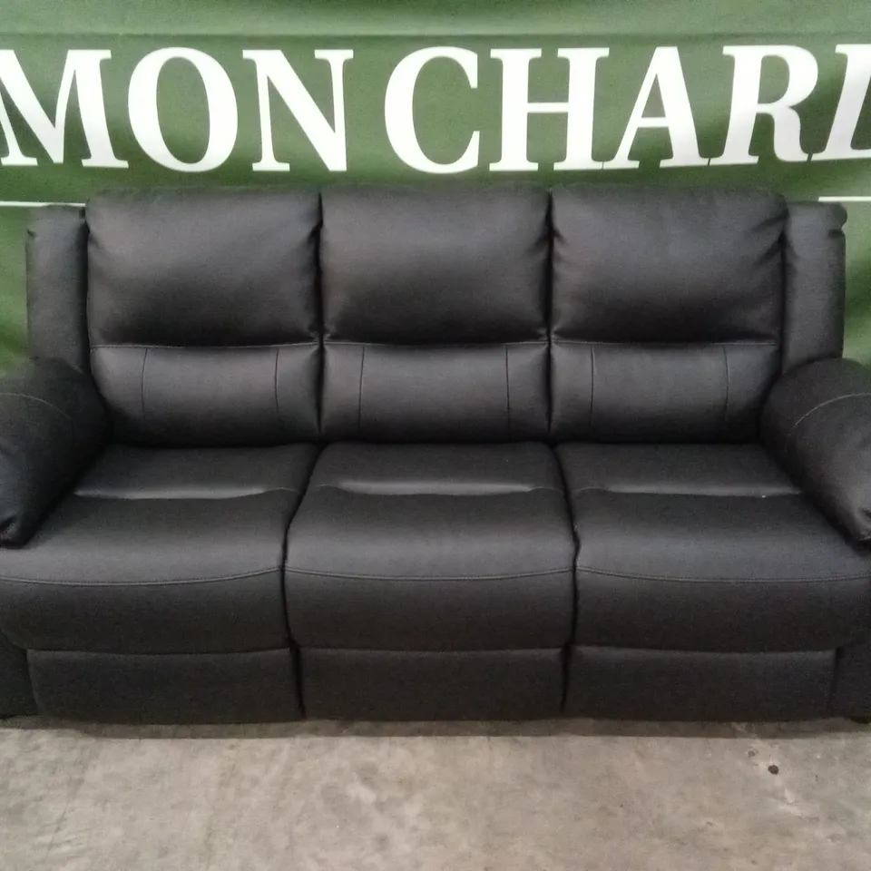 ALBION LUXURY FAUX LEATHER HIGH BACK 3 SEATER SOFA - BLACK RRP £599