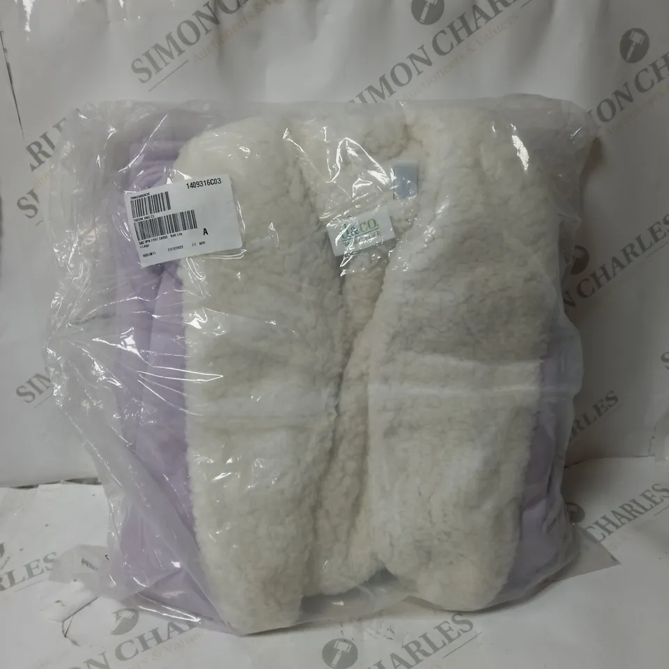 OPEN FRONT CARDIGAN SOFT LILAC SIZE: LARGE
