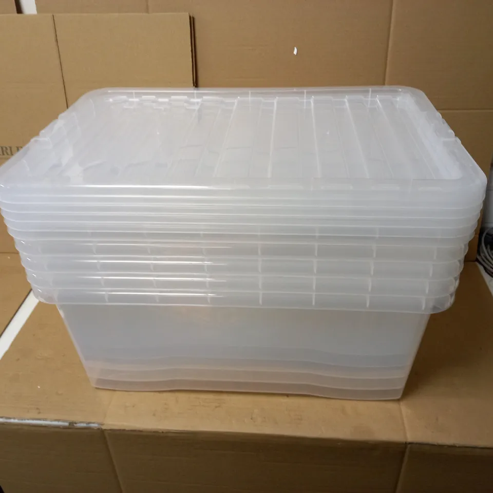 LOT OF 5 CLEAR STORAGE TUBS